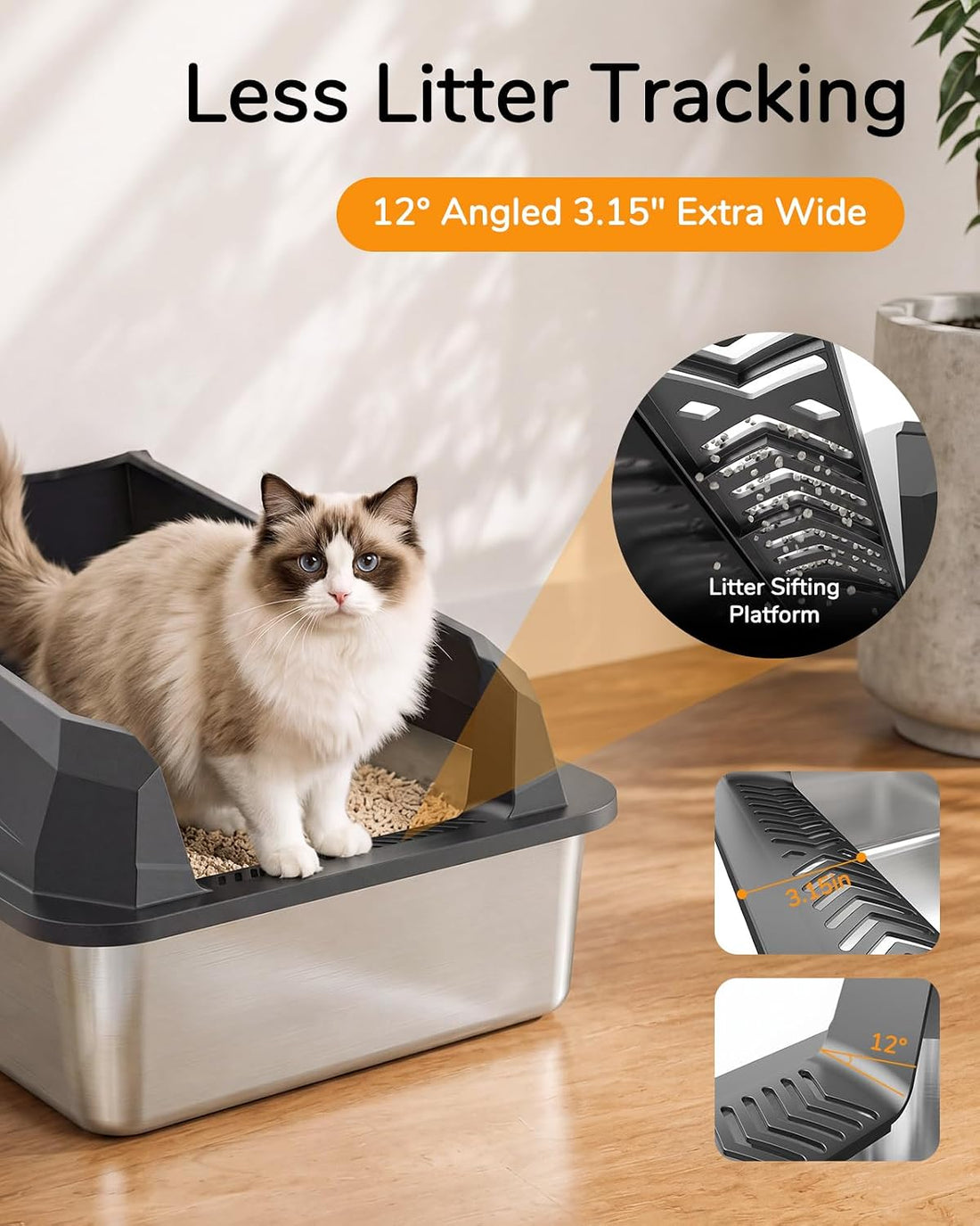XL Cat Litter Box: High-Sided Anti-Urine Leakage for Big Cats