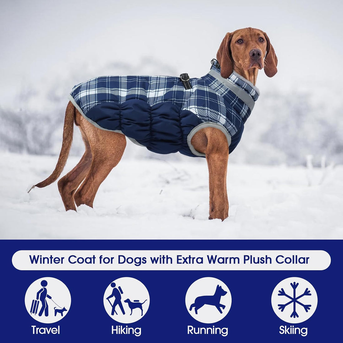 FUAMEY Dog Cold Weather Coats Reflective Dog Warm Jacket with Harness