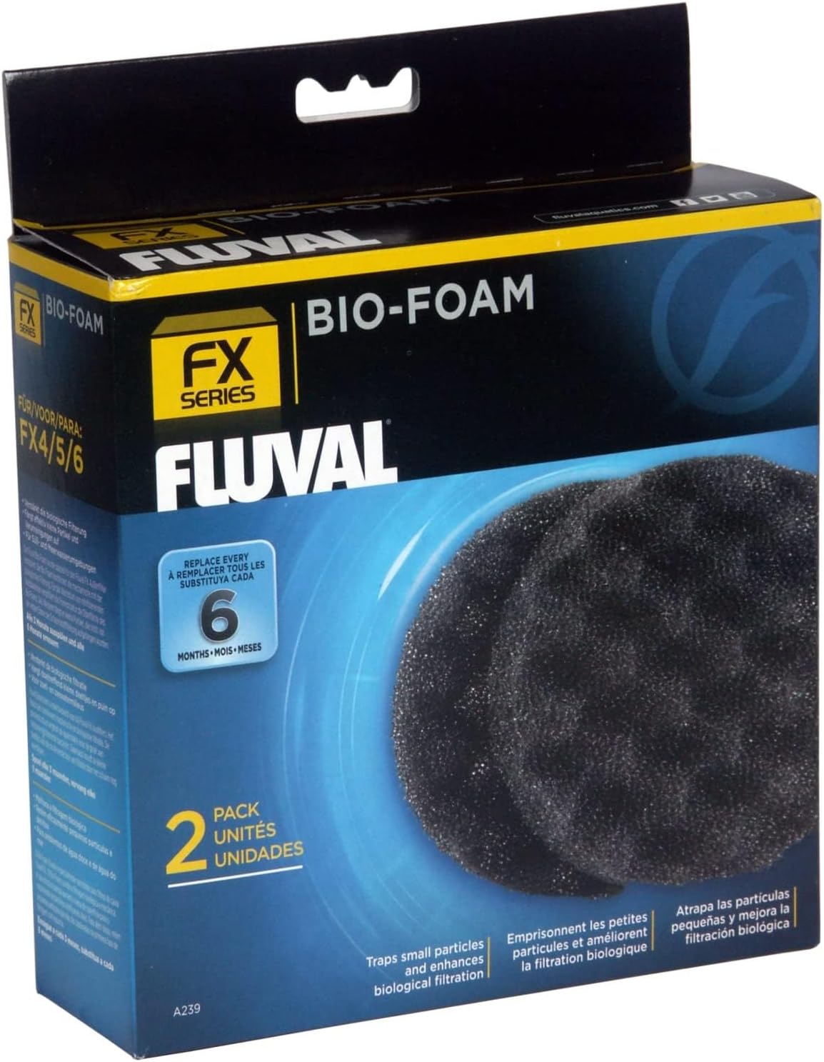 Fluval FX4/FX5/FX6 Bio-Foam, Replacement Aquarium Filter Media, 2-Pack