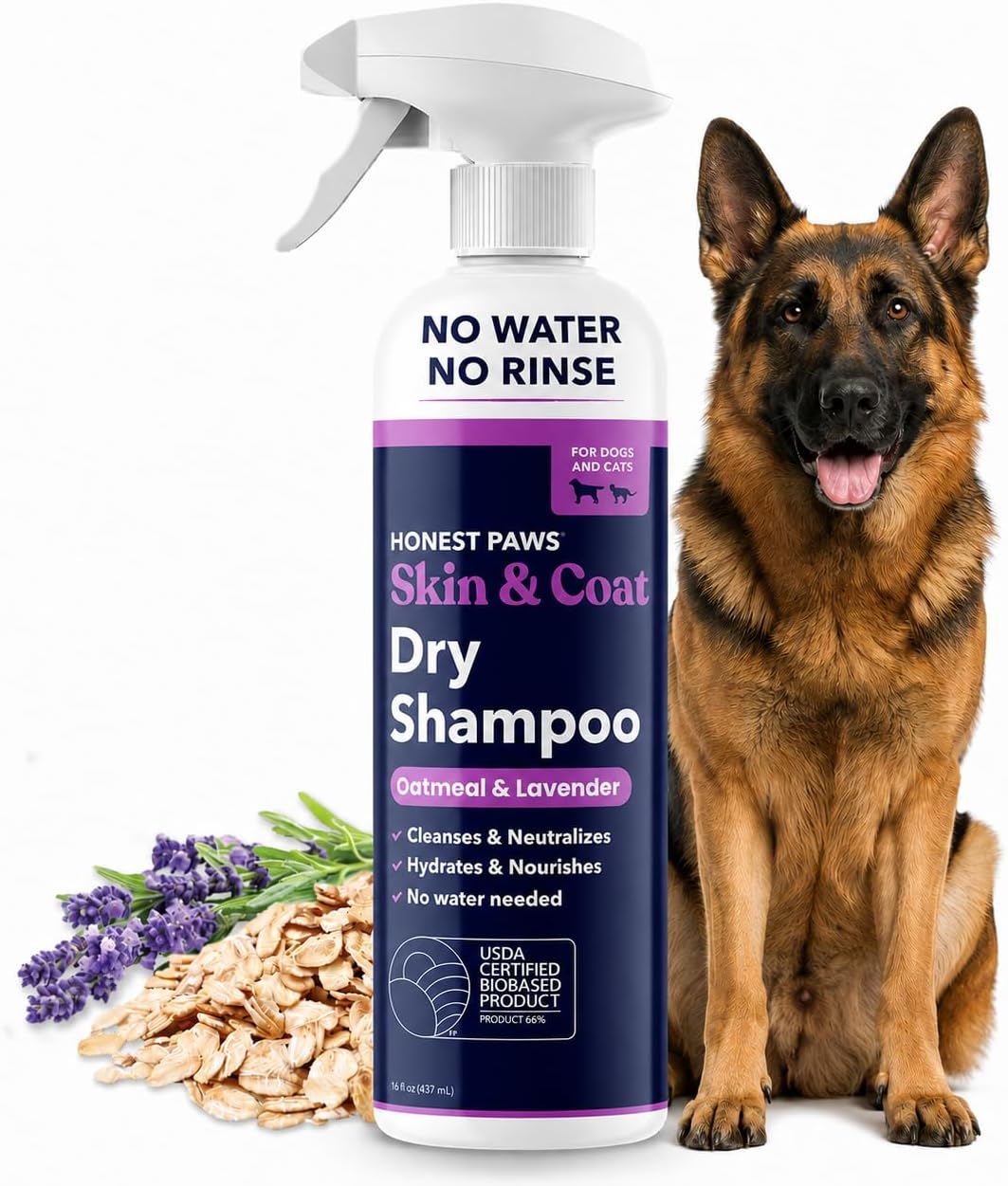 Dog Dry Shampoo, Waterless No-Rinse Foaming Formula