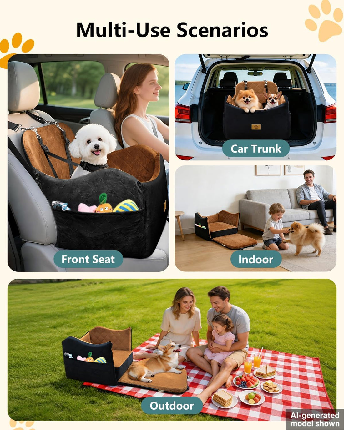 Dog Car Seat for Smal Dogs Up to 35lb,Machine Washable Dog Booster