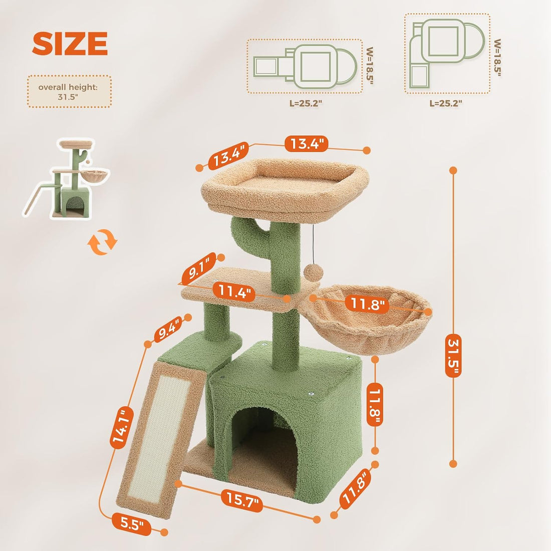 PETEPELA Cactus Cat Tree for Indoor Cats