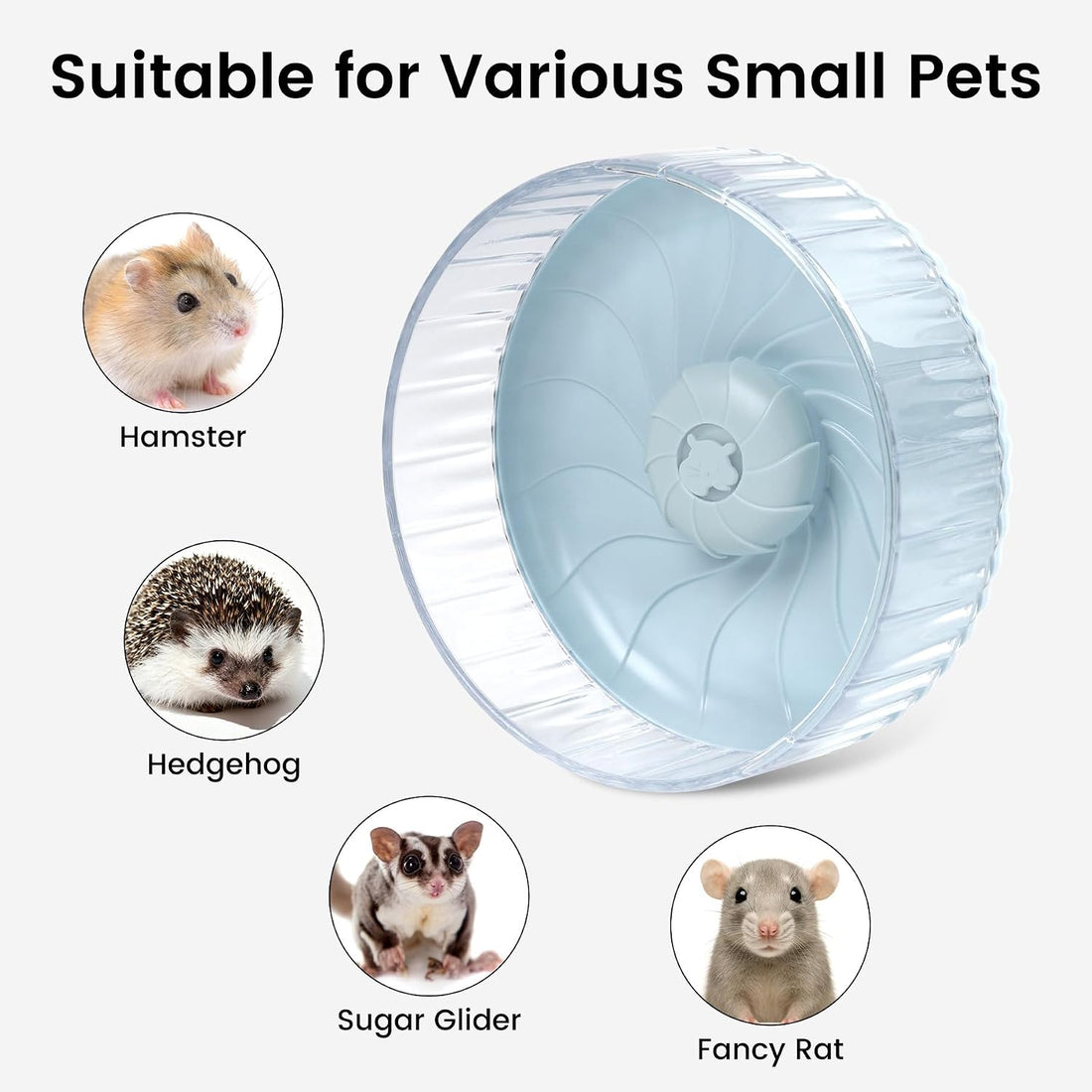 8 inch Silent Hamster Wheel, Stand-Free Cage Spinner, Blue