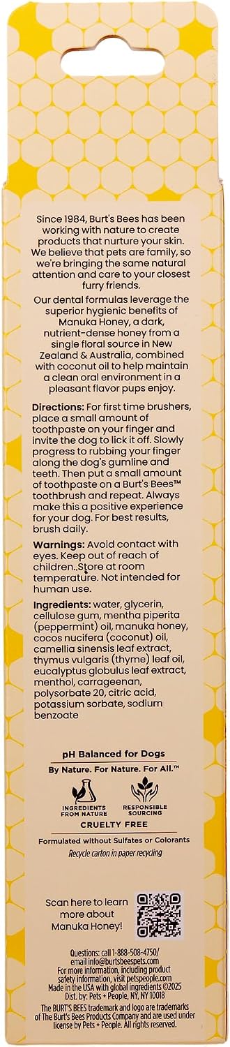 Burt's Bees Manuka Honey Fresh Mint Dog Dental Kit, 2.5 Oz
