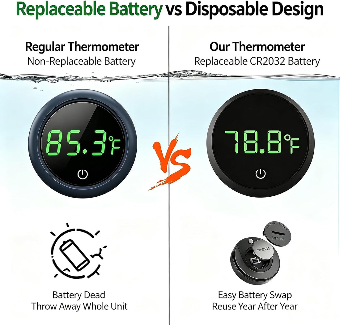 Carefree Fish Replaceable Battery Digital Aquarium Thermometer