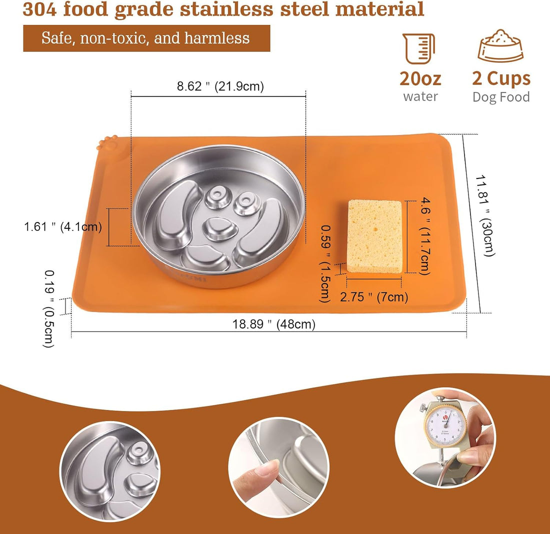 Stainless Steel Slow Feeder Dog Bowls