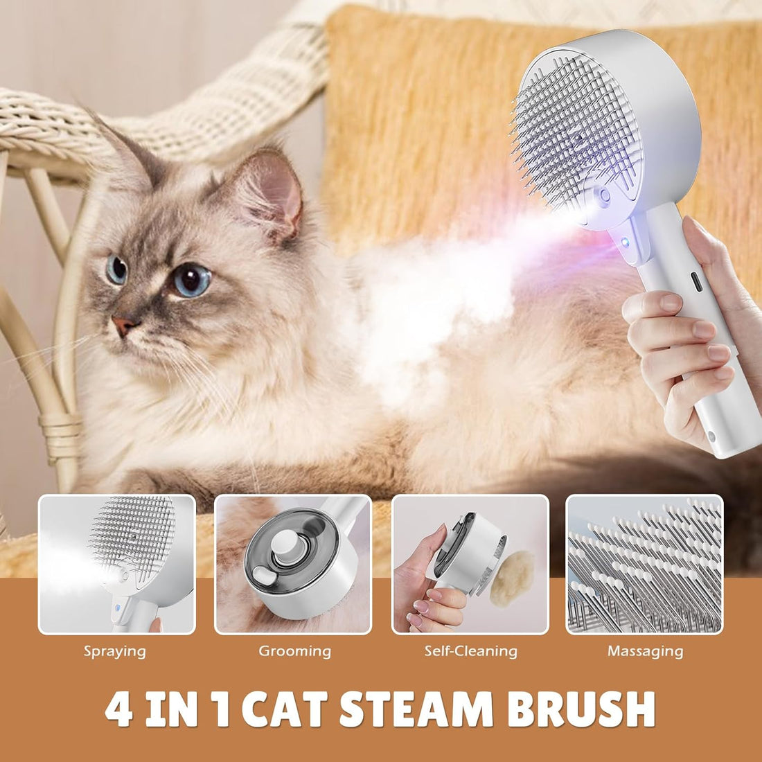 Cat Steam Brush,Cat Brushes for Indoor Cats