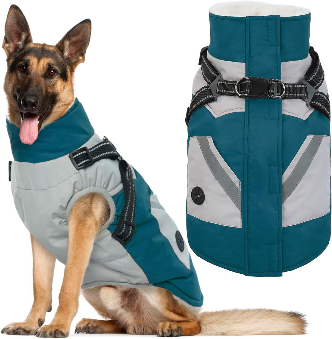 Dog Coat for Large Dogs Waterproof Dog Winter Jacket with Harness