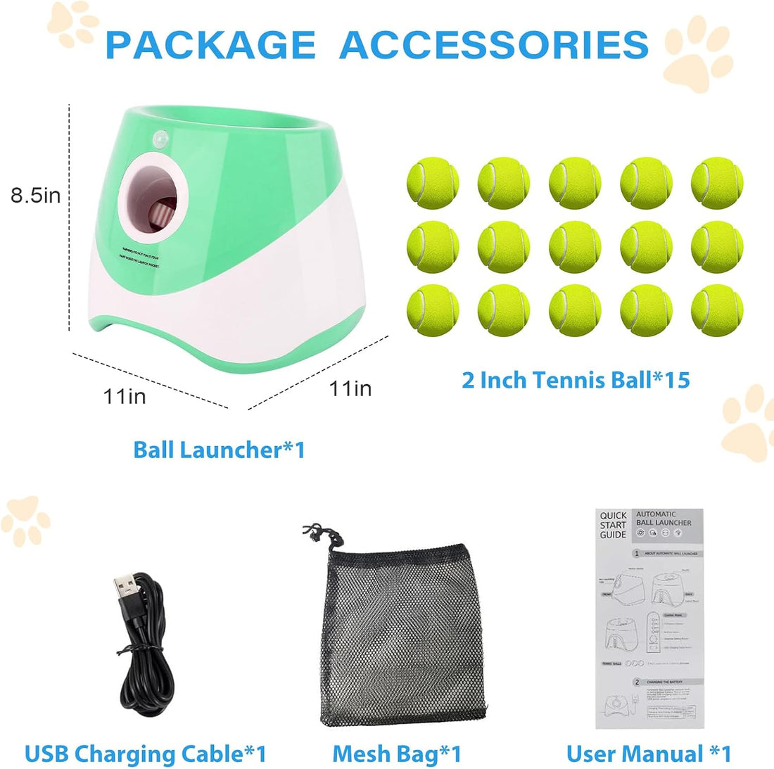 FAHKNS Automatic Dog Ball Launcher for Small Dogs