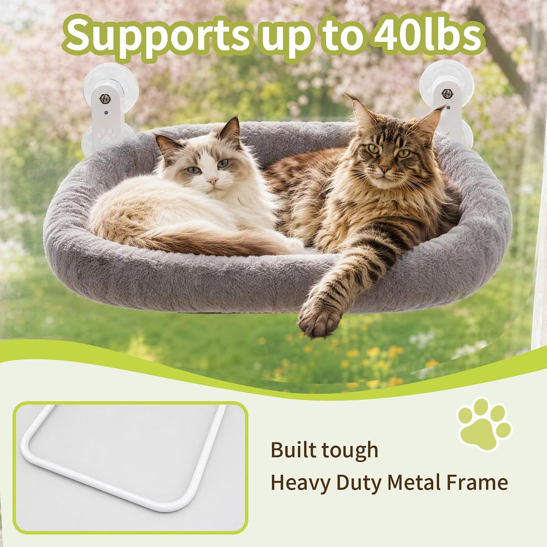 Foldable Cat Window Perch, Cordless Hammock for Large Cats