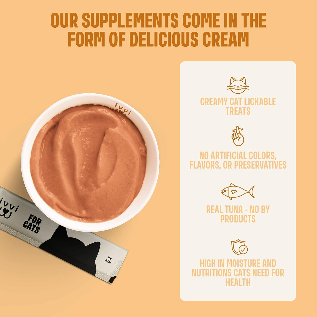 ivvi Skin & Coat for Cats – Functional Creamy Snack with Salmon Oil