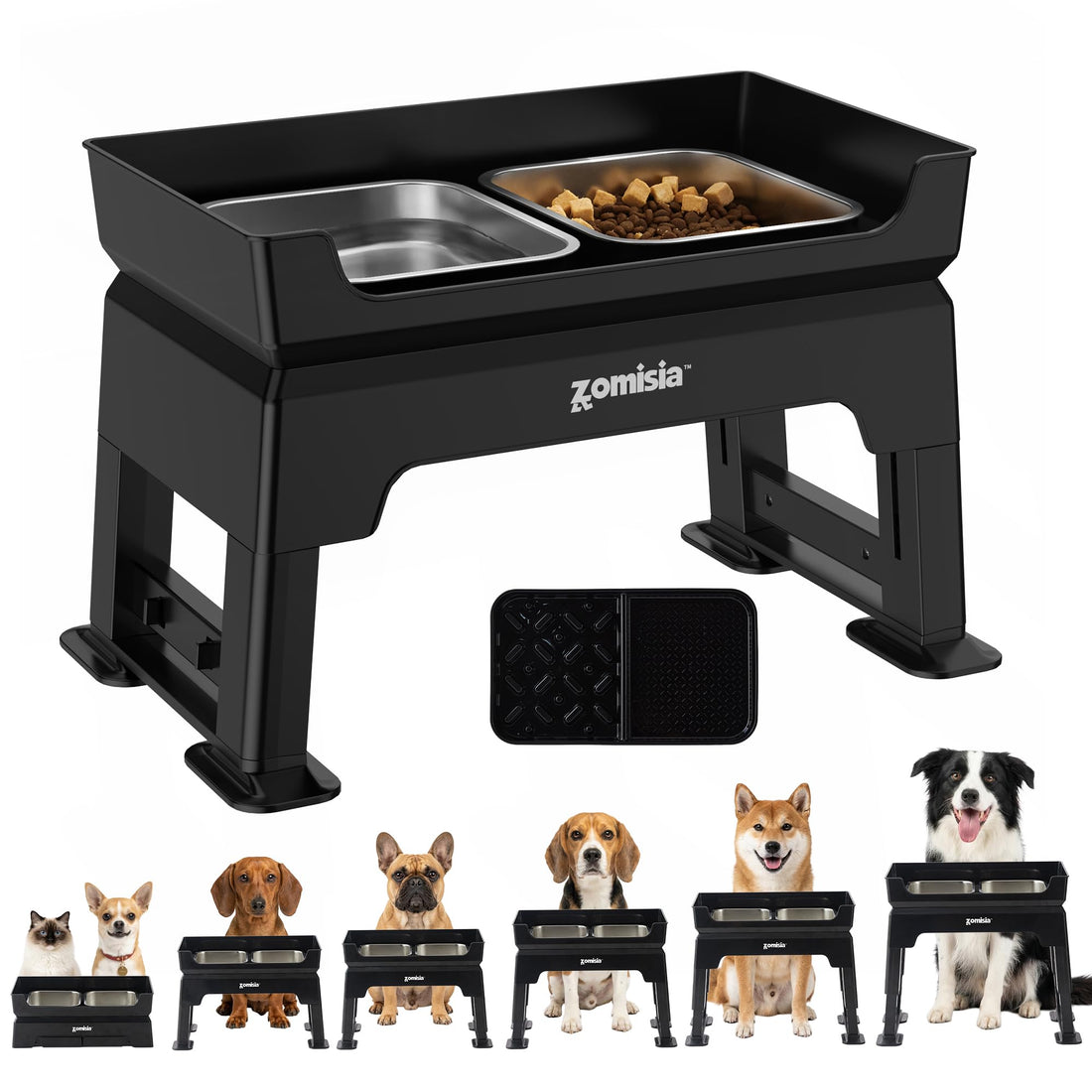 ZOMISIA 3-in-1 Elevated Dog Bowls
