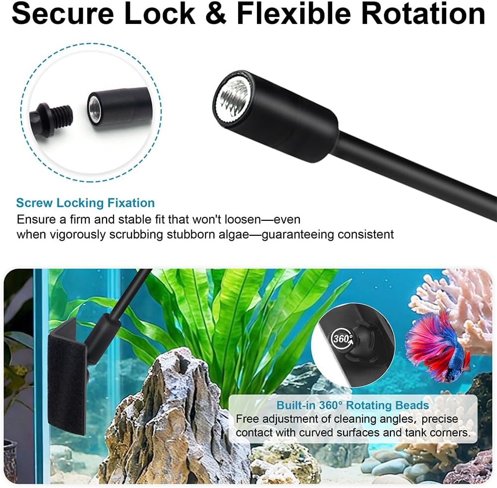 DaToo Small Aquarium Cleaner Fish Tank Cleaner 3 Interchangeable