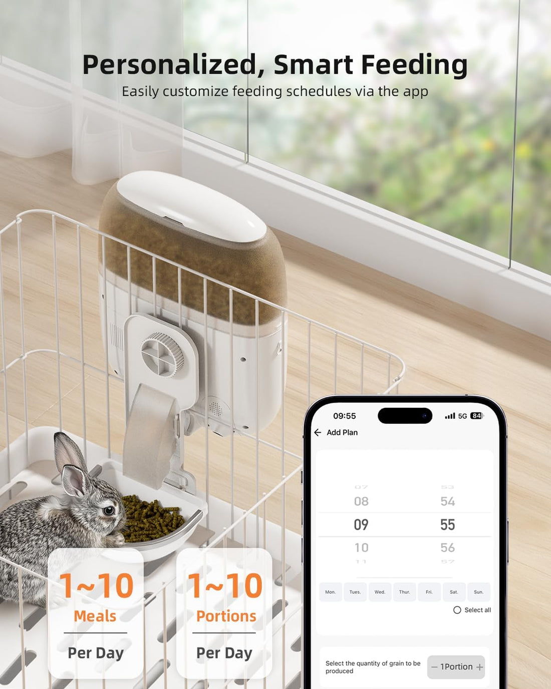 Sandpoy Hanging Automatic Rabbit Feeder with 1080P Camera for Cages