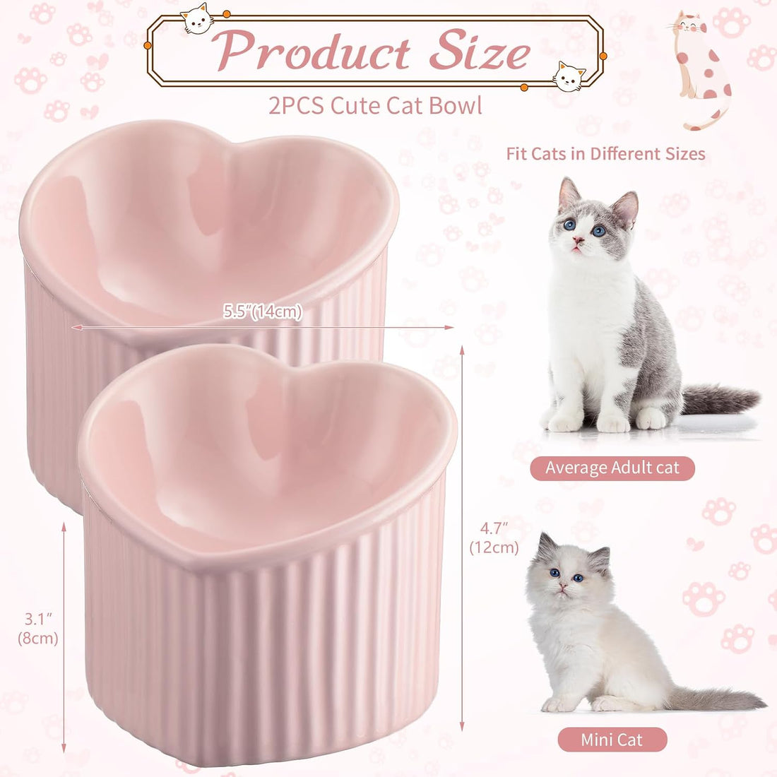 Mumufy 2 Pcs Ceramic Elevated Cat Bowls Tilted Elevated Raised Pet