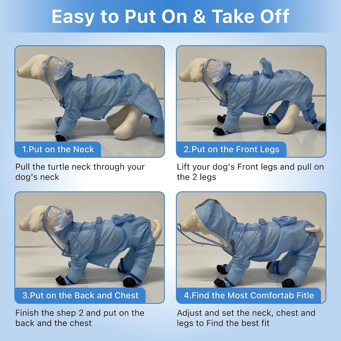 Full Coverage Small Dog Raincoat, Waterproof with Four-Leg Protection