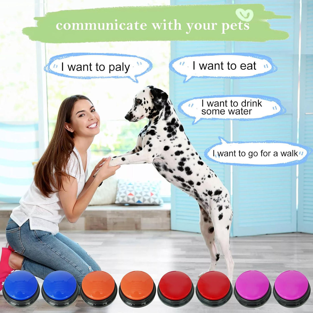 Gelabur Set of 8 Dog Buttons for Communication
