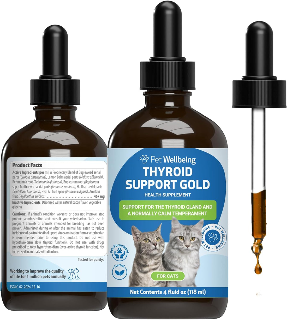 Pet Wellbeing Thyroid Support Gold for Cats - Thyroid Support, 2 oz