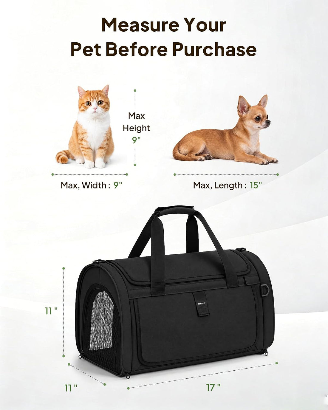 Backpackable Cat Carrier 17"x11"x11"