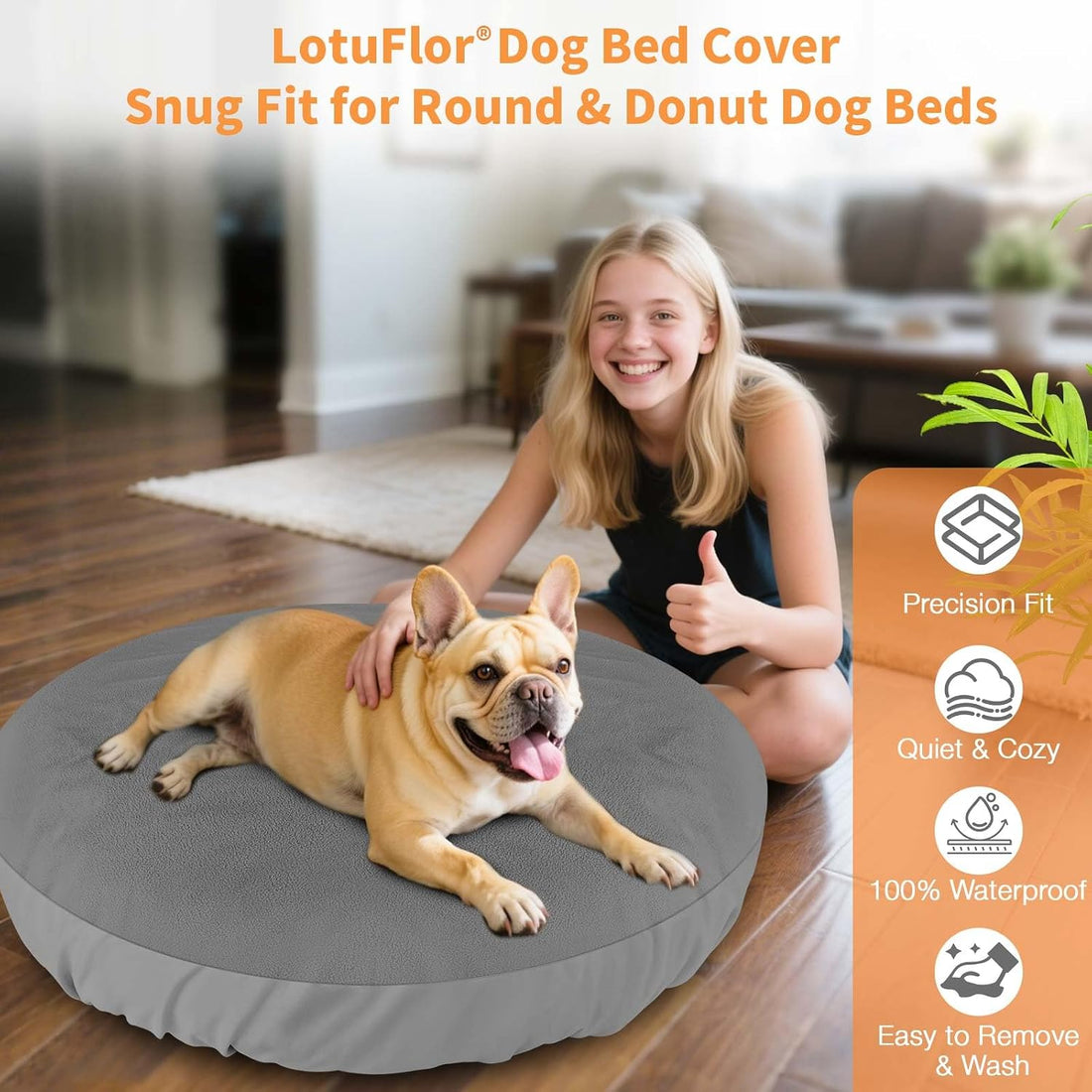 Dog Bed Covers Replacement Washable Waterproof Round Bed Protector