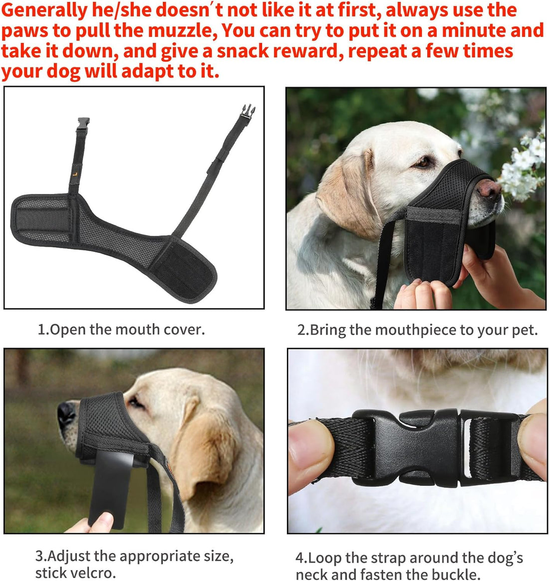 HEELE Dog Muzzle,Soft Nylon Muzzle Anti Biting Barking Chewing,Air
