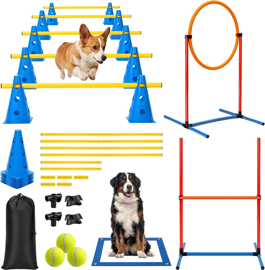 Junkin 27 Pcs Dog Agility Course Equipment Set