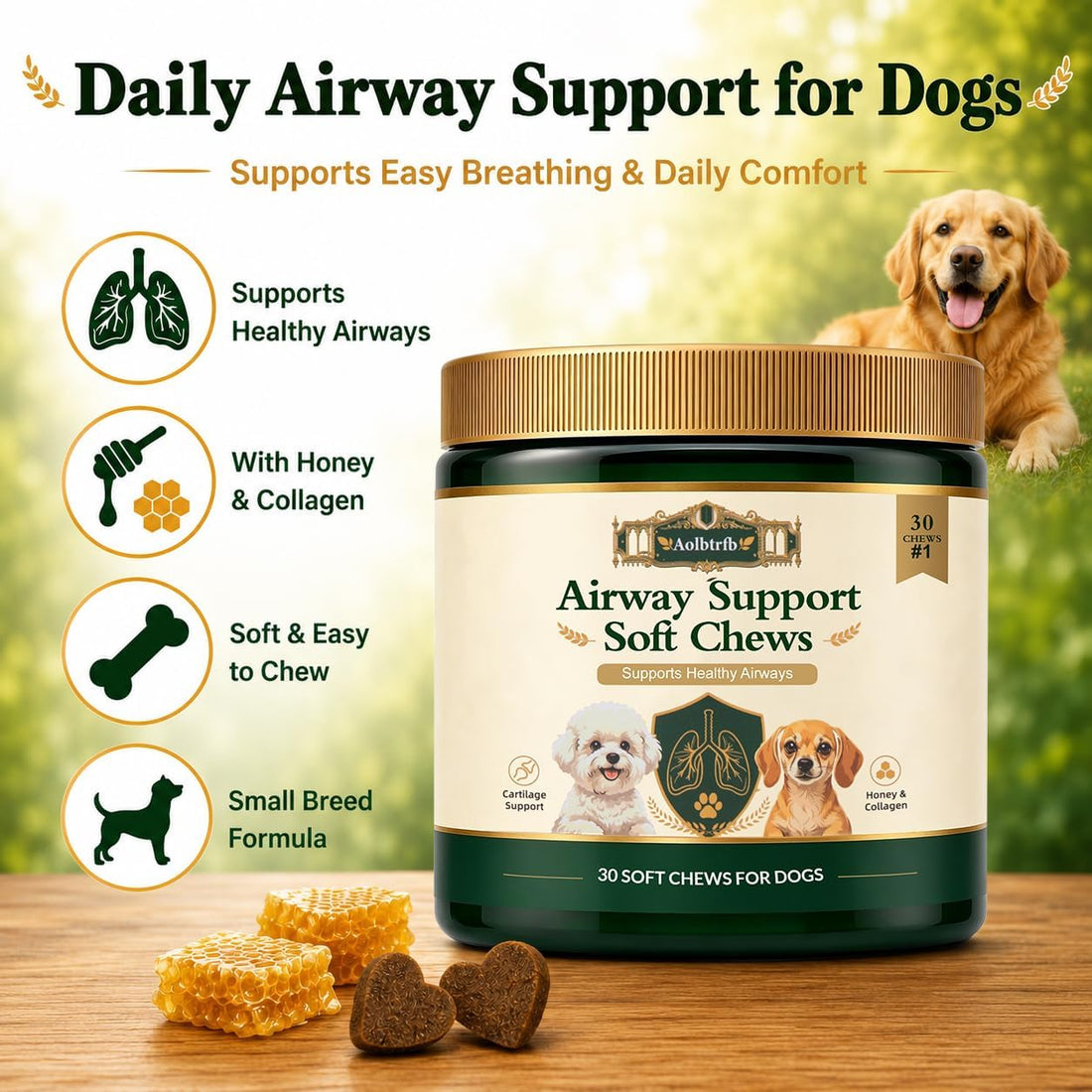 Airway Support Soft Chews for Dogs, Small Breed Daily Airway Support