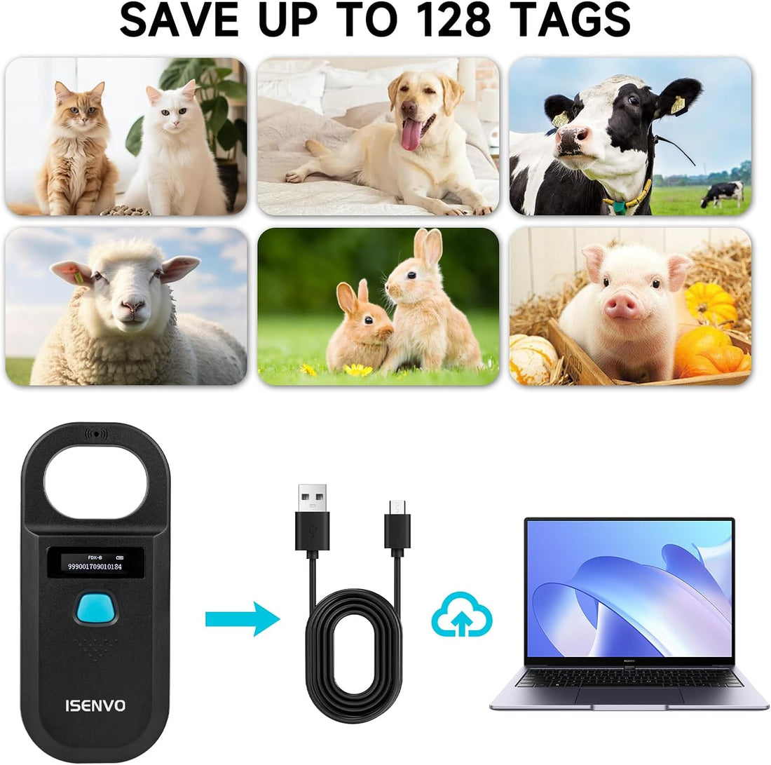 ISENVO Pet Microchip Scanner Rechargeable RFID EMID Micro Chip Reader