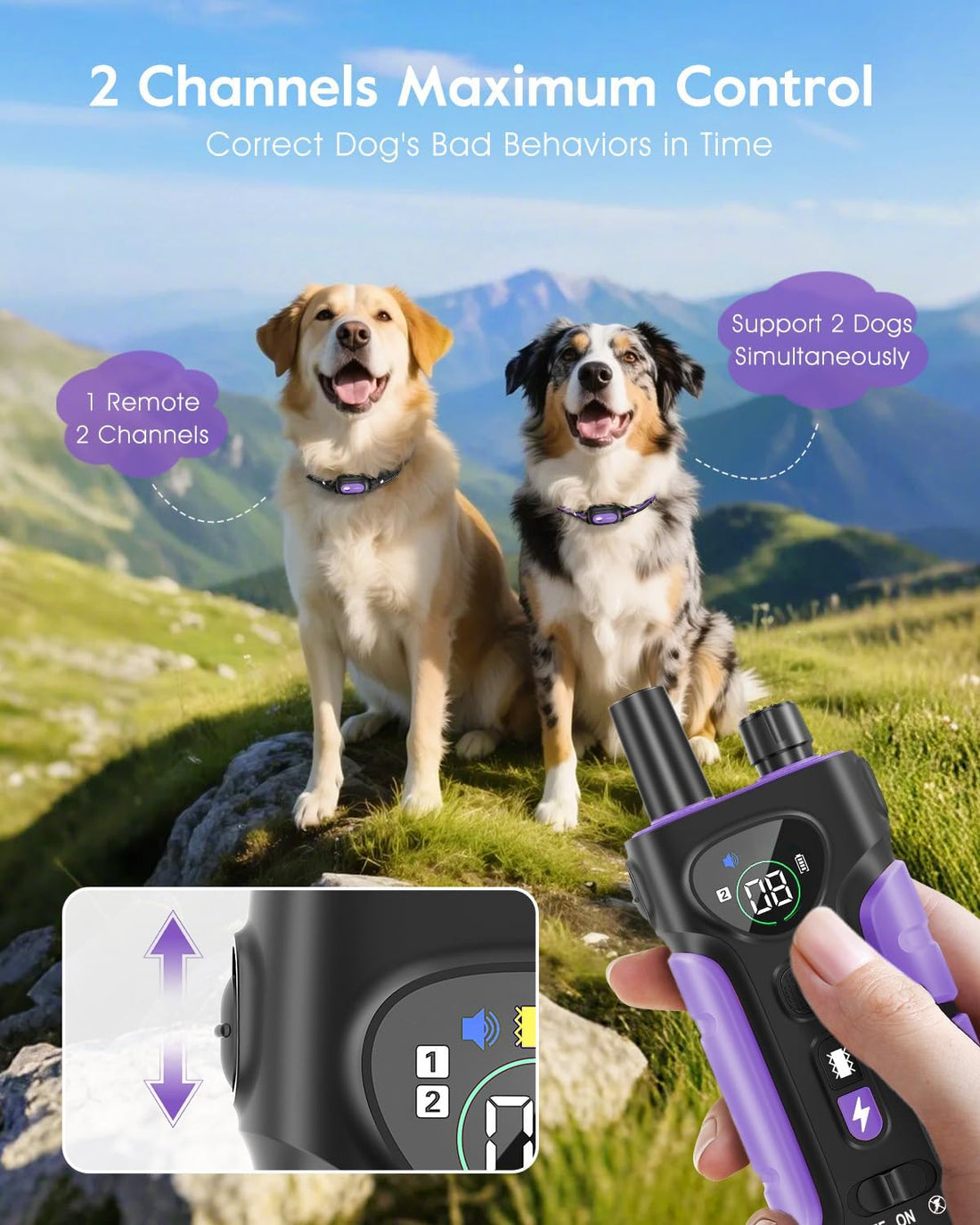 SLOPEHILL Dog Shock Collar 2 Dogs,4200FT Dog Training Collar