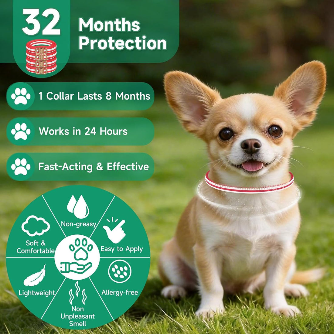 Flea Collar for Dogs, 4 Pack Flea and Tick Prevention for Dogs