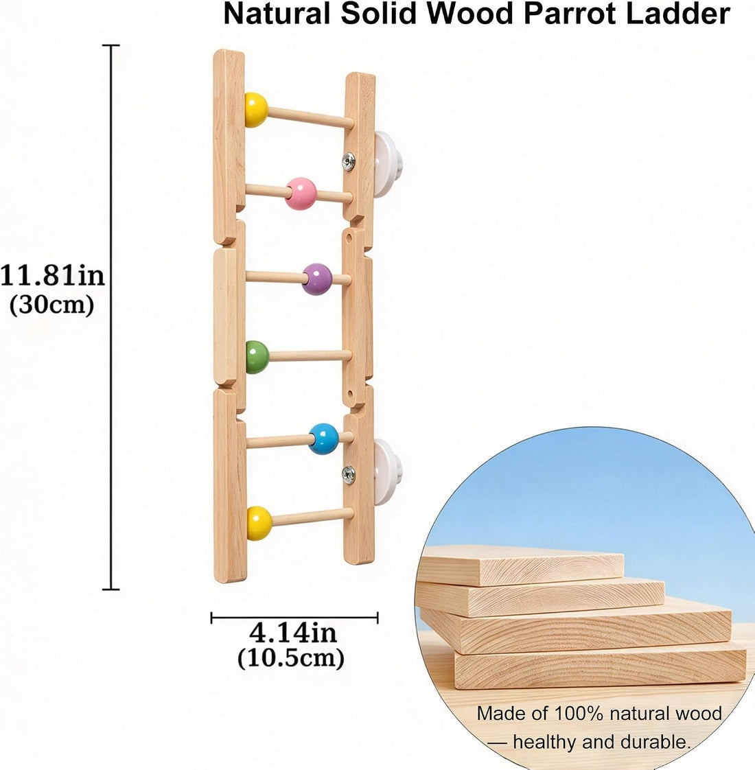 3-Story Staircase Birdcage Ladder with Colorful Rolling Beads,11.8‘’L