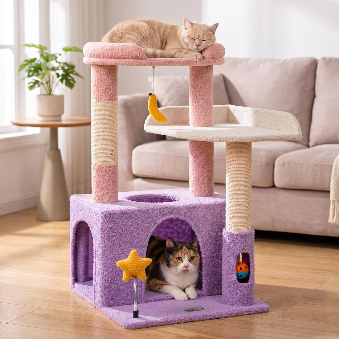 Small Cat Tree for Kittens, 30" Compact Cat Tower with Wide Base