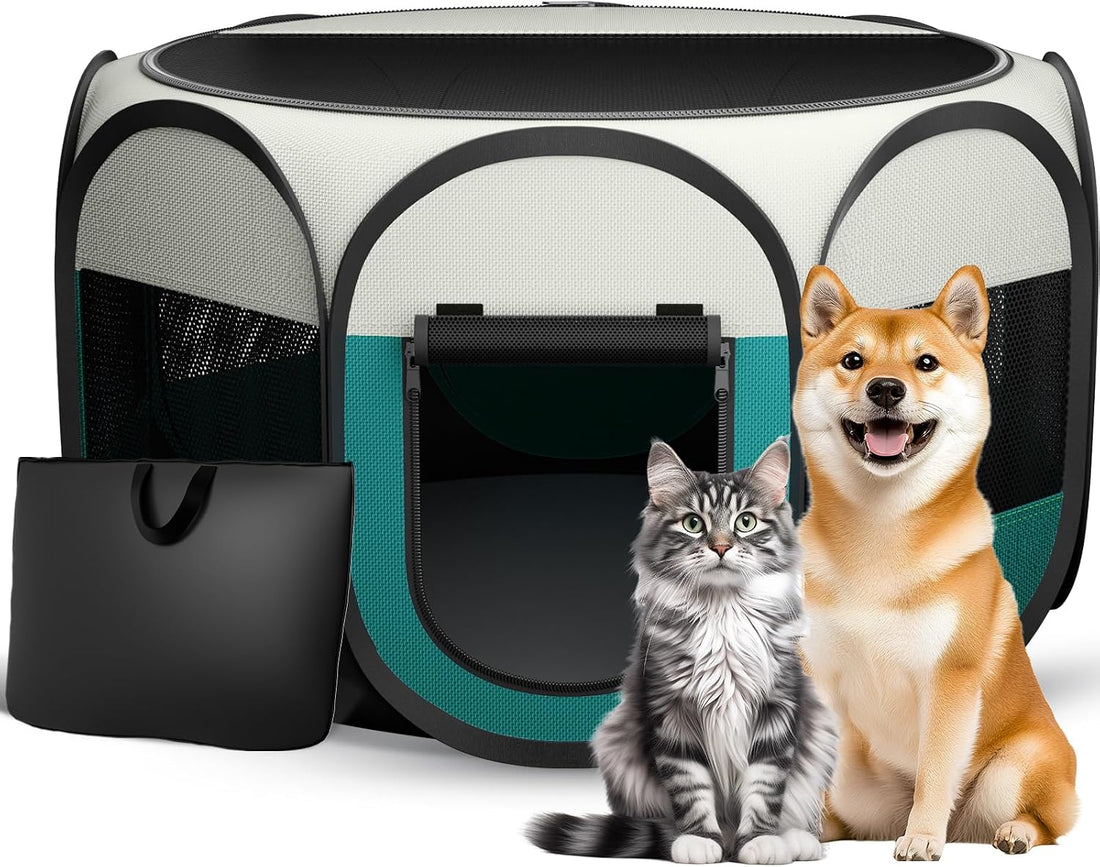 Portable Foldable Pet Playpen for Cats with Carrying Case