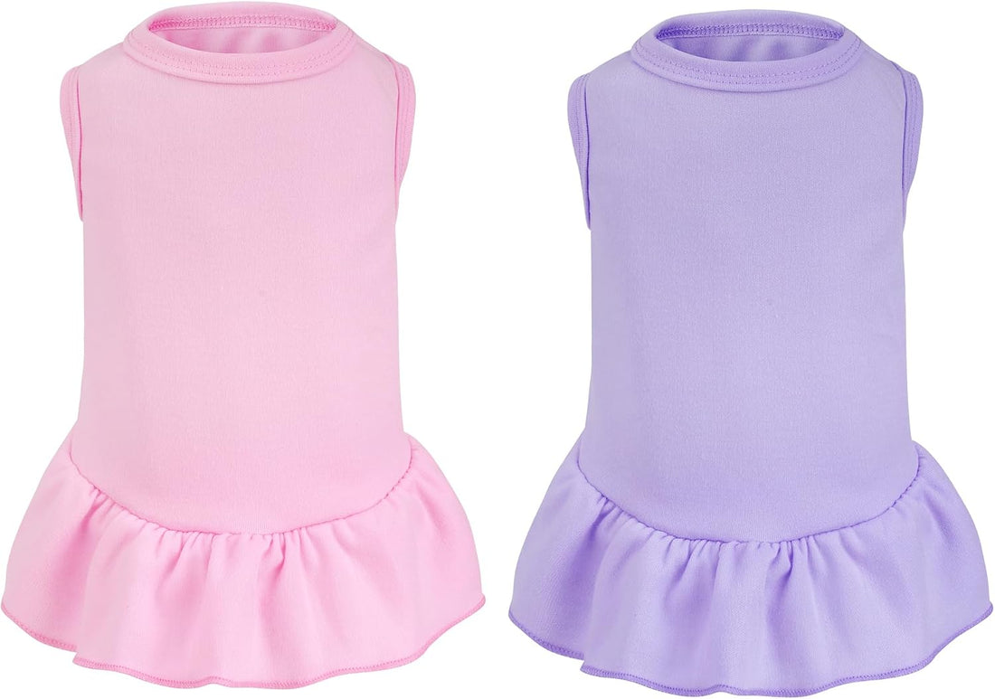 2 Pcs Dog Dress Cute Cat Skirt Solid Color Summer Clothes for Small