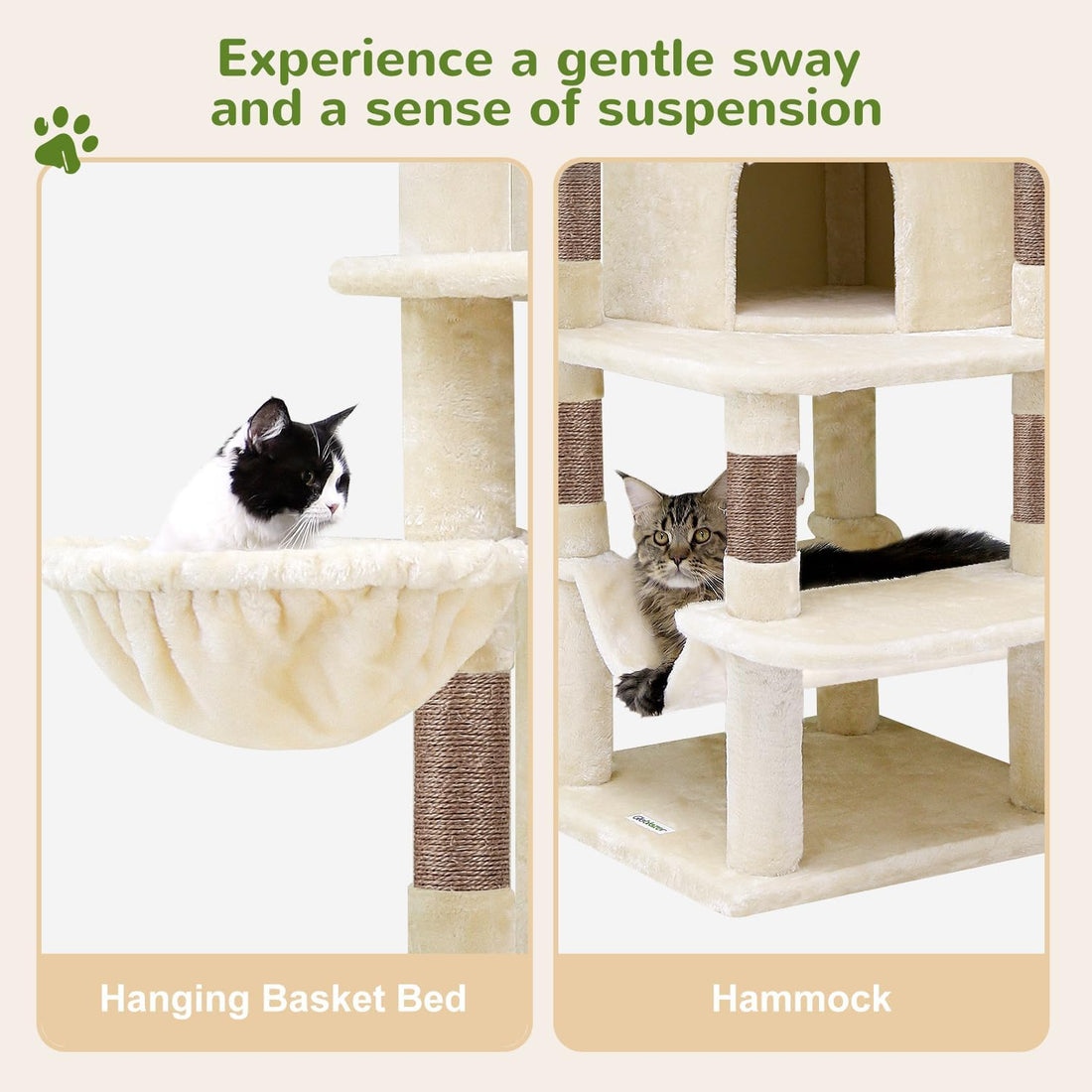Globlazer 66inch Corner Cat Tree Tower for Indoor Large Cats, C66