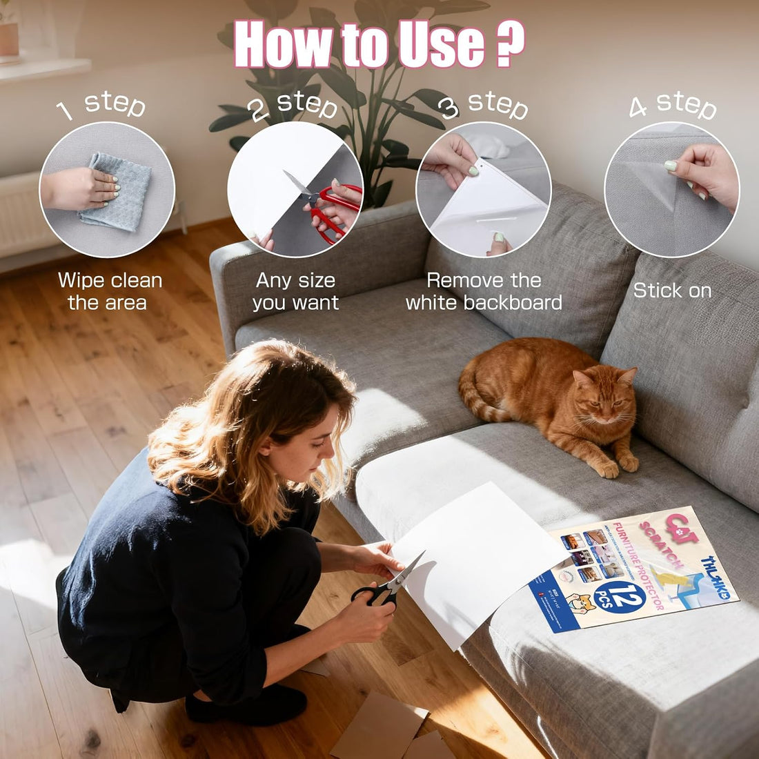12PCS Cat Scratch Furniture Protector
