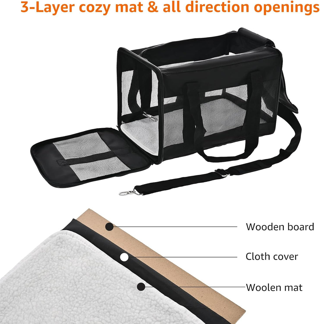 Airline Approved Soft-Sided Mesh Pet Travel Carrier with Shoulder