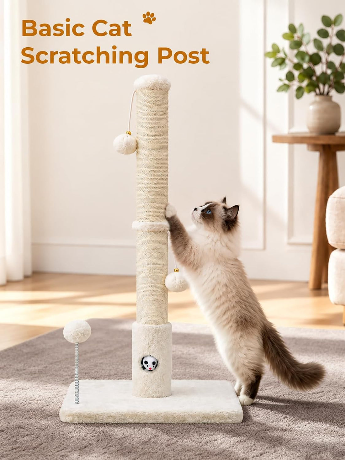 Woochpet Funny Cat Scratching Posts Sturdy Scratcher Posts 33''