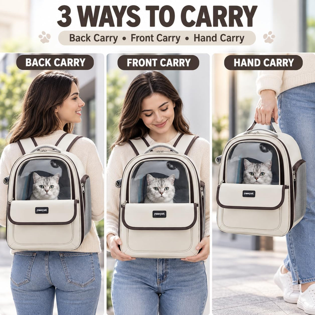 Cat Backpack Carrier Airline Approved, Clear Window, Side Mesh, 15 lbs