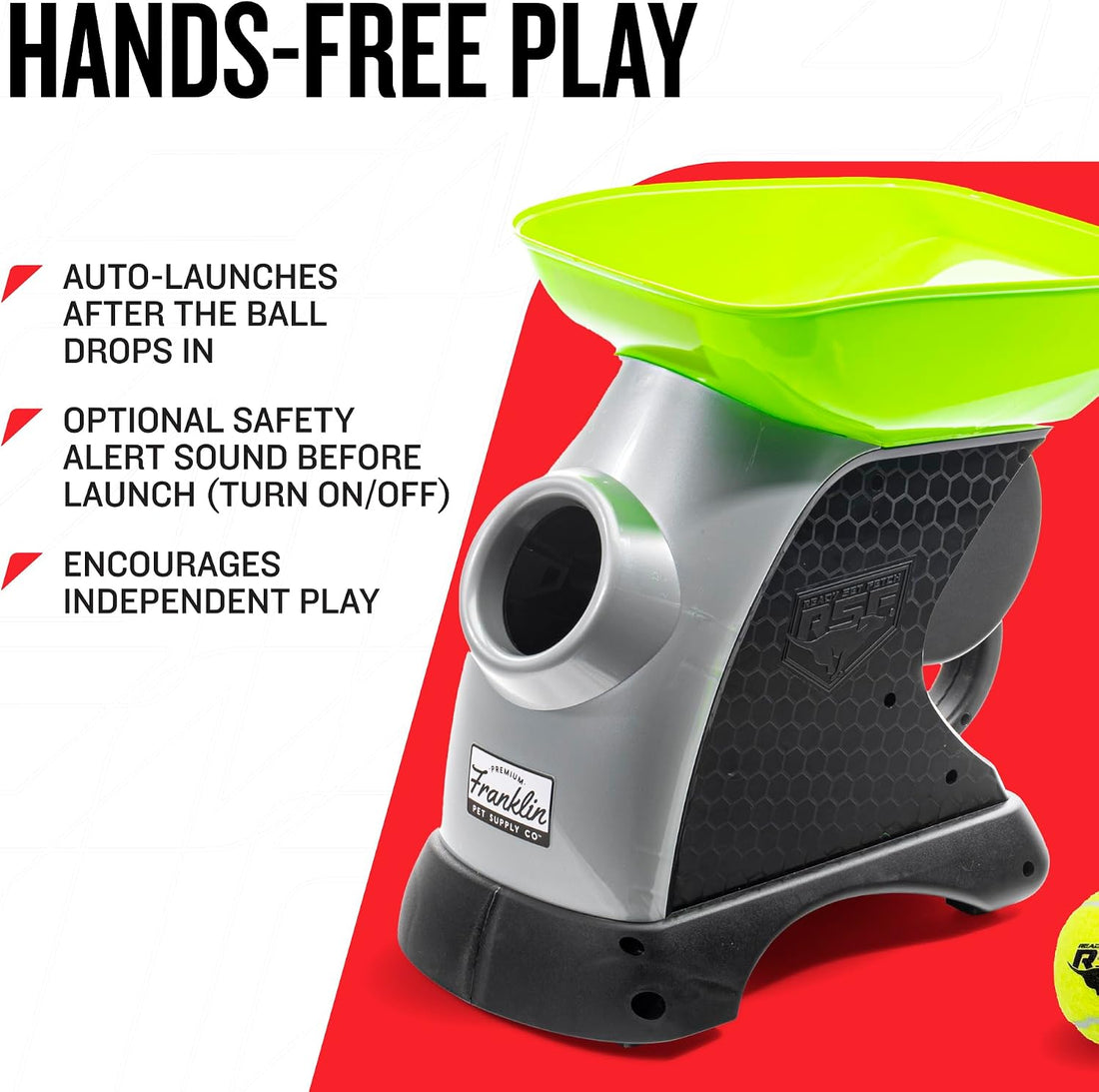 Franklin Sports Ready Set Fetch Automatic Tennis Ball Launcher - Black