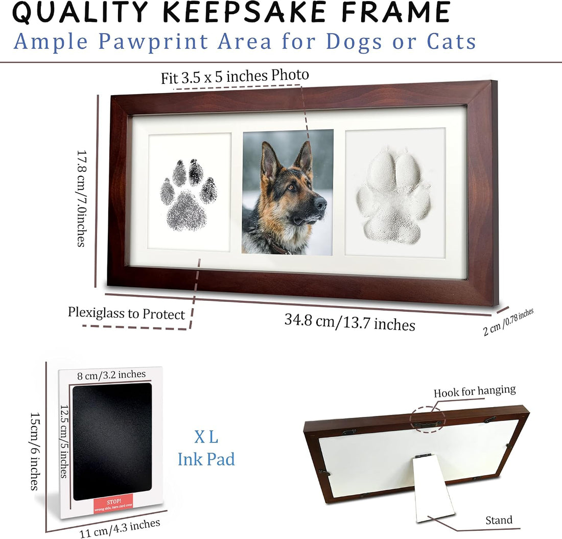 MYPAWLETS Dog Cat Paw Print Kit,Ink&Clay Pawprint Keepsake Frame