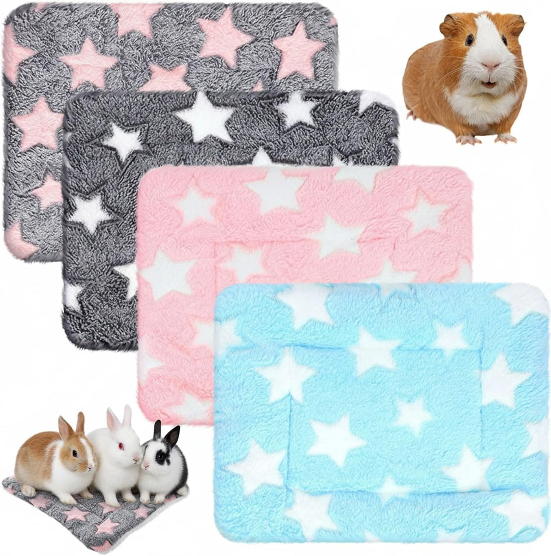 Jetec 4 Pcs Guinea Pig Bed Pads Heart Pattern, 10 x 11 Inch Plush Mat