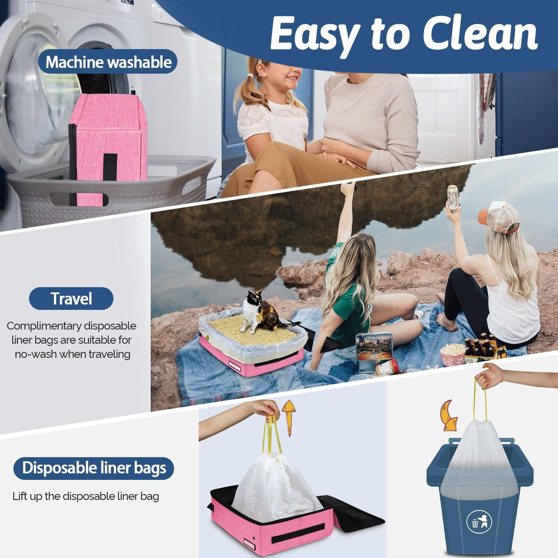 Petskd Portable Cat Travel Litter Box with Lid