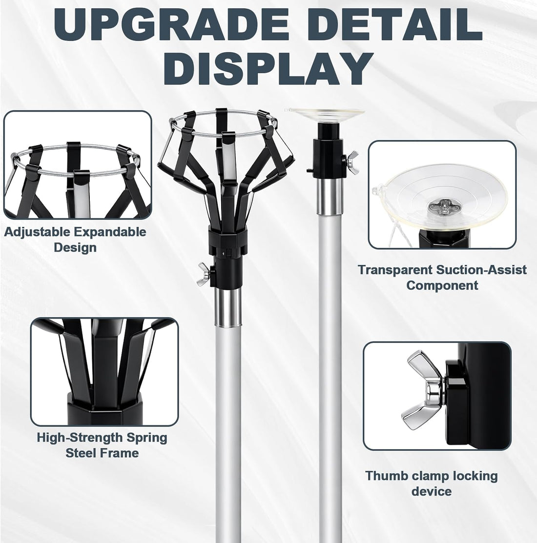 Light Bulb Changer Set with Suction Cup & Cage Changer, Black (4 Pcs)
