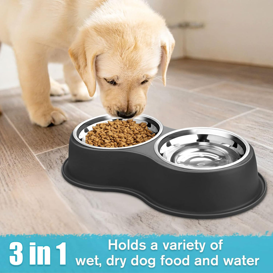 Epetslove Dog Bowls Double Dog Water and Food Bowl Stainless Steel