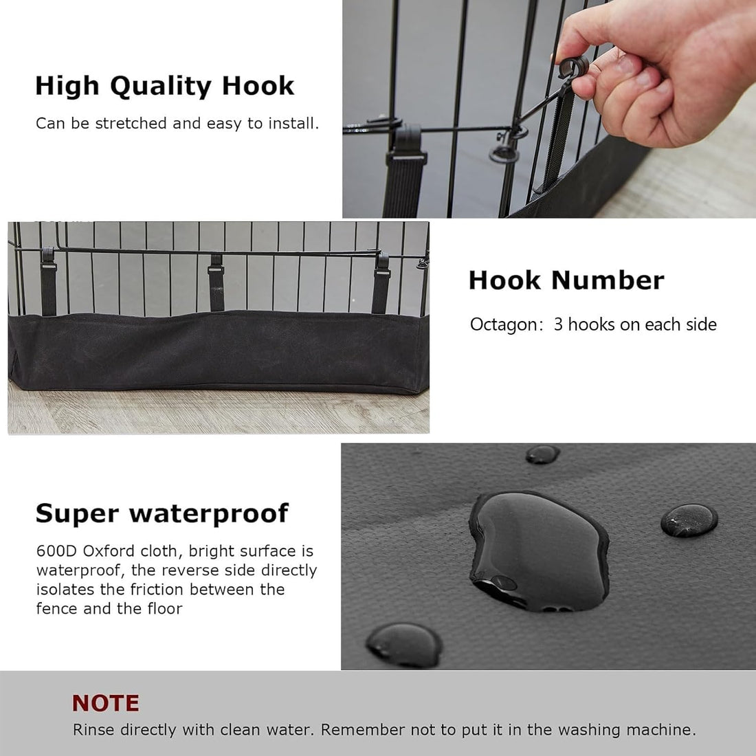 PJYuCien Playpen Bottom Pad for 24'' Width 8 Panel Pen, Hook Connect