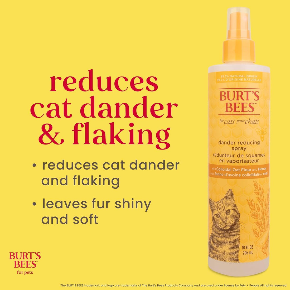 Burt's Bees for Pets Cat Dander Reducing Spray, Oat & Honey, 10 Fl Oz