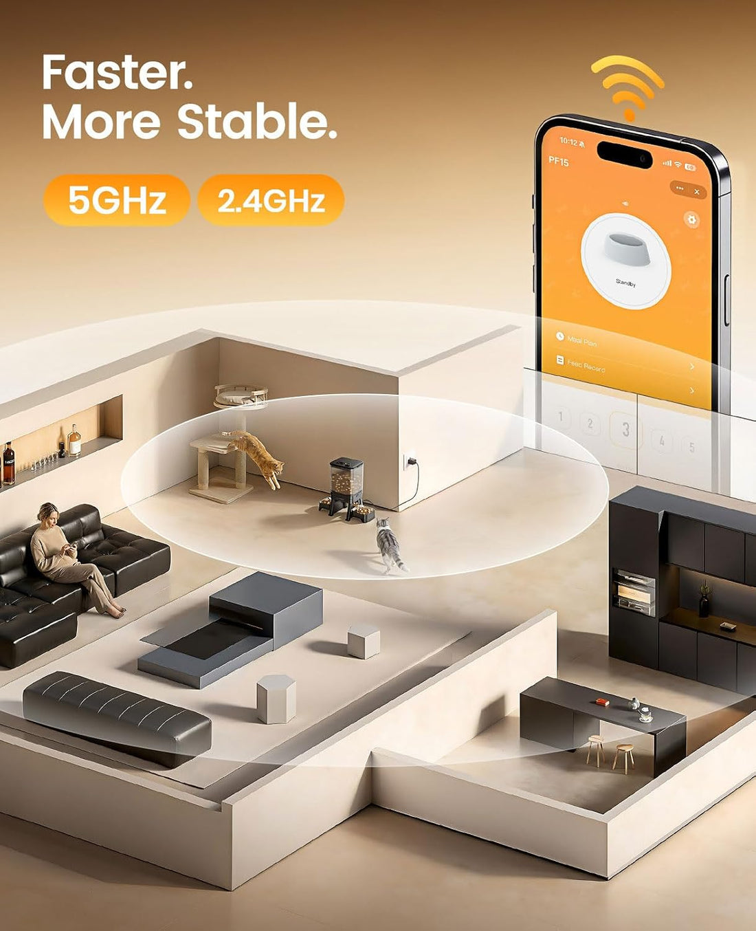 oneisall 5G WiFi Automatic Cat Feeder for 2 Cats, App Control