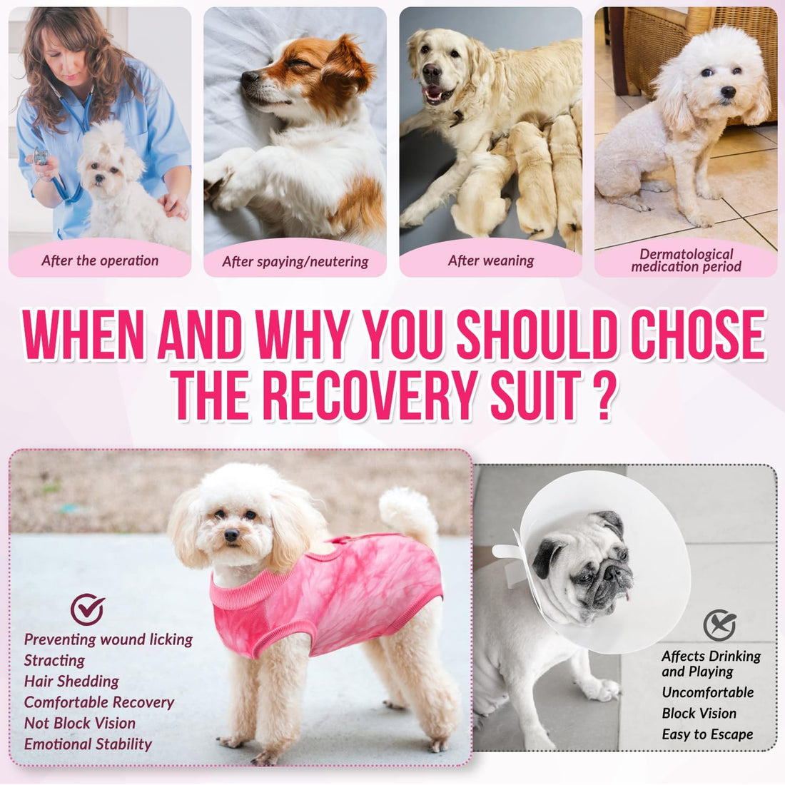 SlowTon Dog Recovery Suit, Surgery Recovery Suit for Female Male Dogs