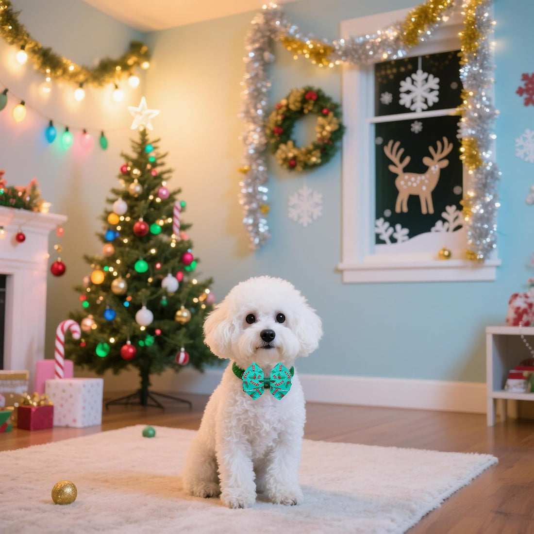 12PCS Christmas Dog Bowties Collar Attachment Sliding for Small